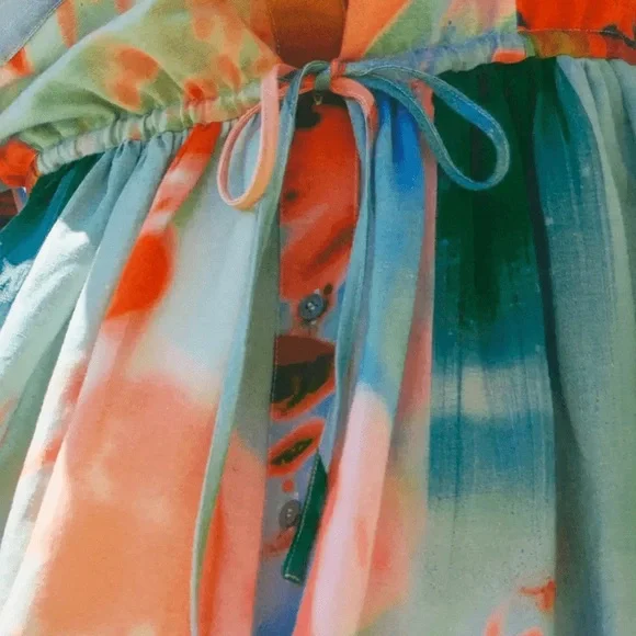 Hunter Bell Peyton Linen Blend Shirt Dress Drawstring Waist Size Medium NWT - Picture 12 of 15